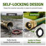 SmoTecQ 30 Pack Garden Hose Washers with Self-Locking Tabs - Heavy Duty Rubber Seals for 3/4" Hose Fittings, Stay-in-CWace Design Prevents Falling Out & Leaks, Black