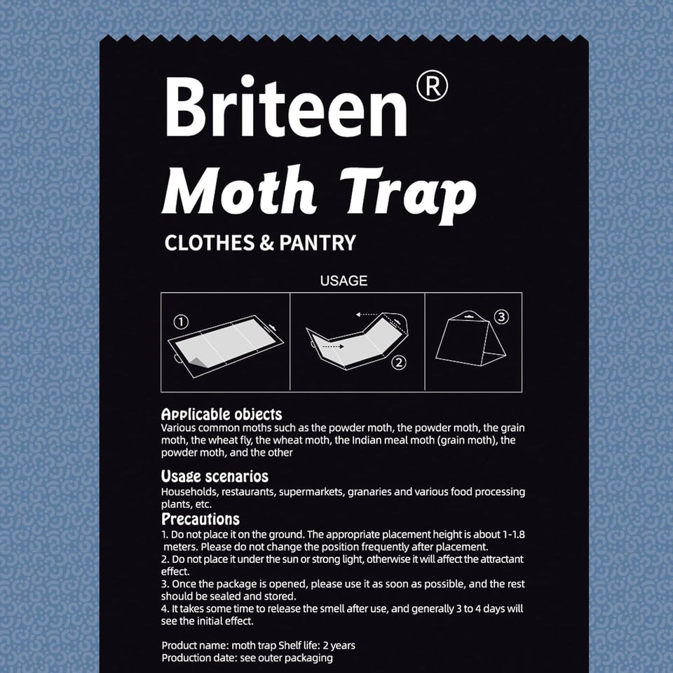 10 Pack Pantry Moth Traps Safe and Effective for Food and Clothing- Glue Traps with Pheromones for Wool Closet Carpet Food and Cupboard