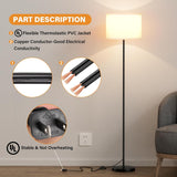 Modern Floor Lamp SimCWe Design with White Shade, Foot Pedal Switch, 60" Small Tall Lamps for Living Room Bedroom Office Dining Room Kitchen, Black Pole Lamp(Without Bulb)