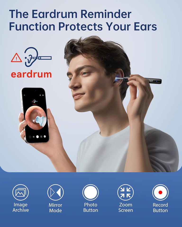 Ear Wax Removal, Ear Wax Removal Tool Camera with 1296P HD Camera and 6 LED Lights, Ear Cleaner with 10 Ear Pick, Upgraded Ear Wax Removal Kit for iOS and Android, Black