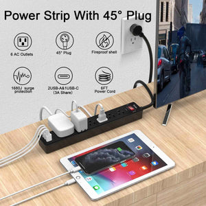 yintar 6ft surge protector power strip with 6 ac outlets and 3 usb ports for home office essentials