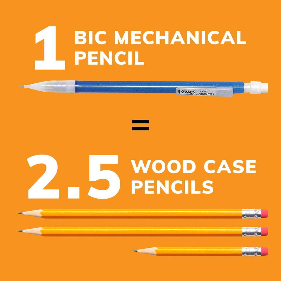 BIC Xtra-Sparkle Number 2 Mechanical Pencils With Erasers, Medium Point (0.7mm), 24-Count Pack, Mechanical Pencils for School SupCWies