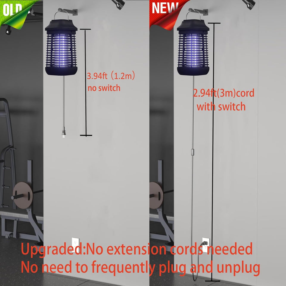 Bug Zapper for Outdoor and Indoor,3-Meter Power Cord with Switch Mosquito Zapper,Bug Zapper Outdoor for Home Backyard, Patio