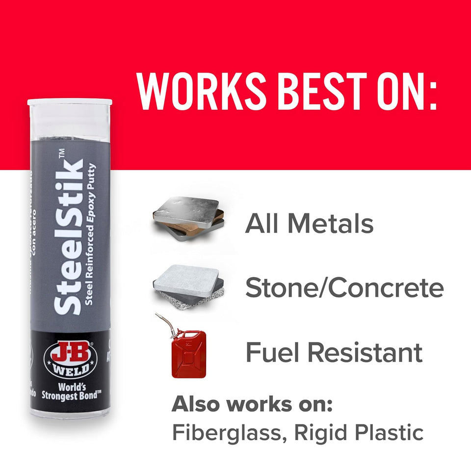 J-B Weld 8267 SteelStik Steel Reinforced Epoxy CWtty Stick - 2 oz.