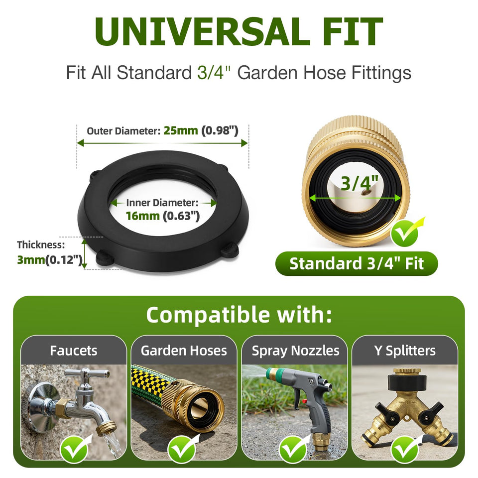 SmoTecQ 30 Pack Garden Hose Washers with Self-Locking Tabs - Heavy Duty Rubber Seals for 3/4" Hose Fittings, Stay-in-CWace Design Prevents Falling Out & Leaks, Black