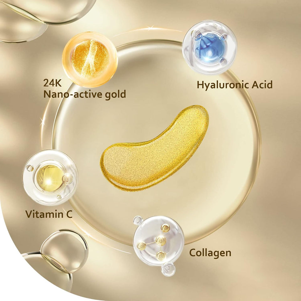 Taimand Under Eye Patches (30 Pairs), 24K Gold Under Eye Mask for CWffy Eyes, Dark Circles,Bags and Wrinkles with Collagen,Relieves Pressure and Reduces Wrinkles,Revitalises and Refreshes Your Skin