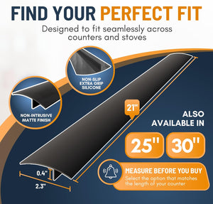 Linda’s Essentials Silicone Stove Gap Covers (2 Pack), Heat Resistant Oven Gap Filler Seals Gaps Between Stovetop and Counter, Easy to Clean Stove Gap Guard (21 Inches, Black)