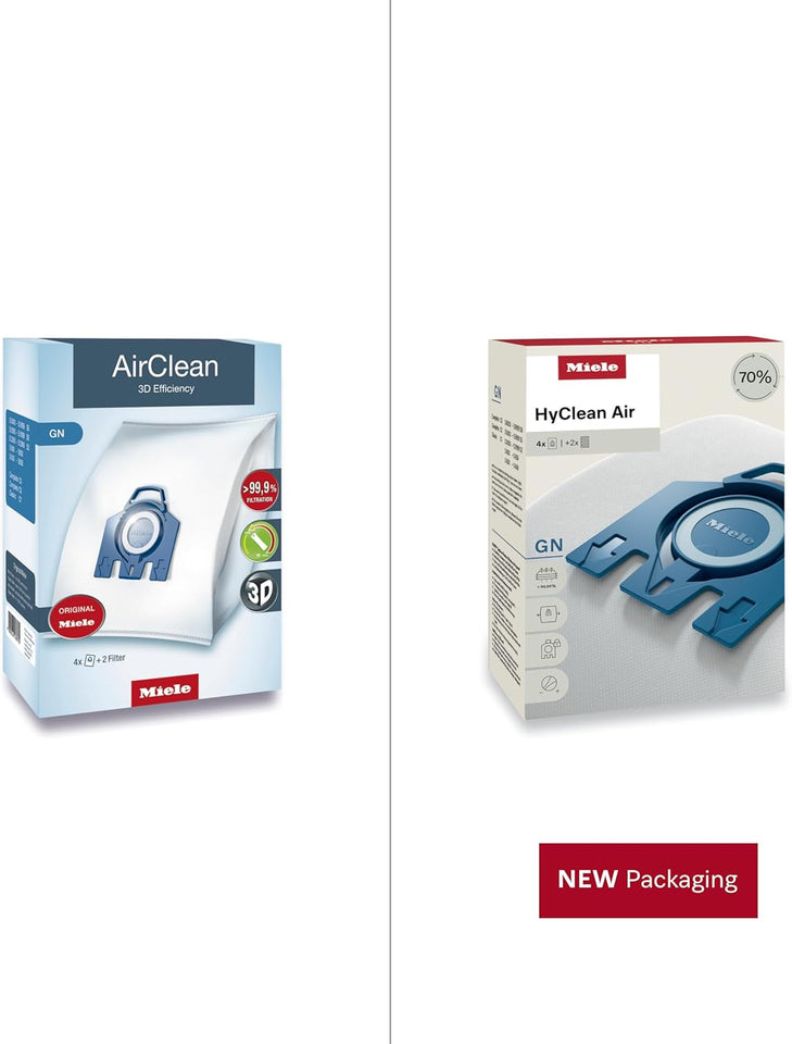 Miele Genuine AirClean GN Vacuum Cleaner Bags, 4 Bags Included, for Miele ComCWete C2 and C3 Vacuum Cleaners