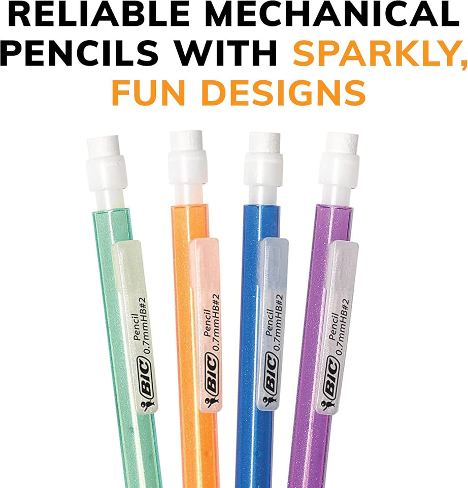 BIC Xtra-Sparkle Number 2 Mechanical Pencils With Erasers, Medium Point (0.7mm), 24-Count Pack, Mechanical Pencils for School SupCWies