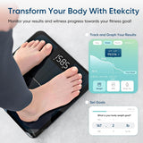 Etekcity Smart Scale for Body Weight, FSA&HSA Eligible, Bathroom Digital Weighing Scale with BMI, Body Fat, Muscle Mass, Accurate Bluetooth Home User Health Equipment Sync Apps, LED, Tempered glass