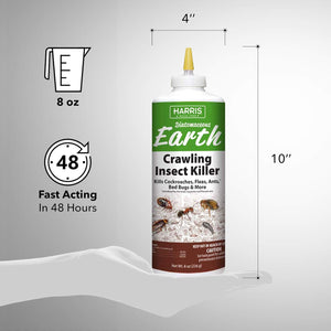 Harris Diatomaceous Earth Crawling Insect Killer, 8oz for Roaches, Fleas, Ants, Bed Bugs, and More…