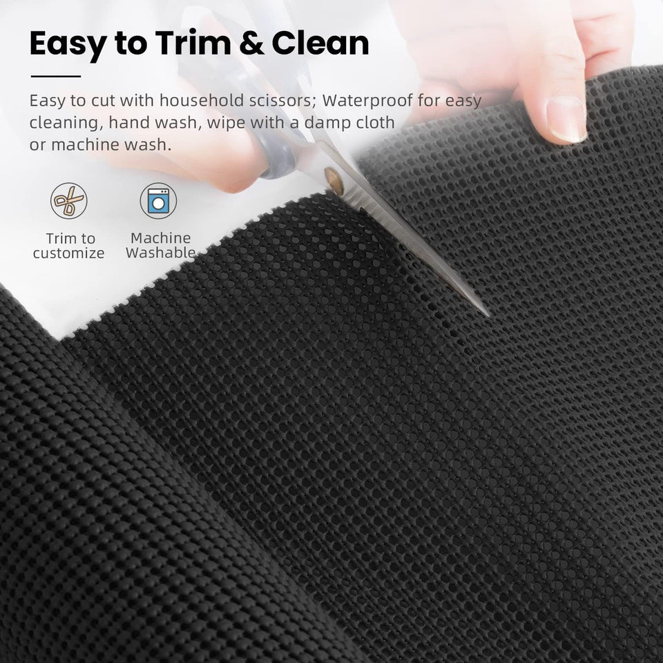 BAGAIL Drawer and Shelf Liner, 12 in X 10 Ft Non-Adhesive Shelf Liners for Kitchen Cabinets, Thick Strong Grip Liners for Desk, Shelves, Bathroom Drawers, Cabinet Protection - Black