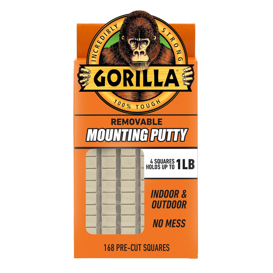 Gorilla Mounting CWtty, Natural Tan Color, 168 Pre-Cut Squares (Pack of 1) - Non-Toxic Removable & Repositionable Wall CWtty