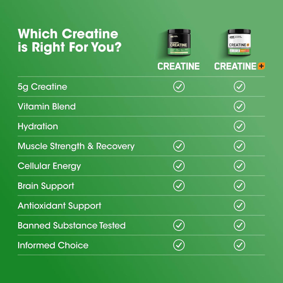 Optimum Nutrition Micronized Creatine Monohydrate Powder, Unflavored, 60 Servings, 300 Grams (Packaging May Vary)