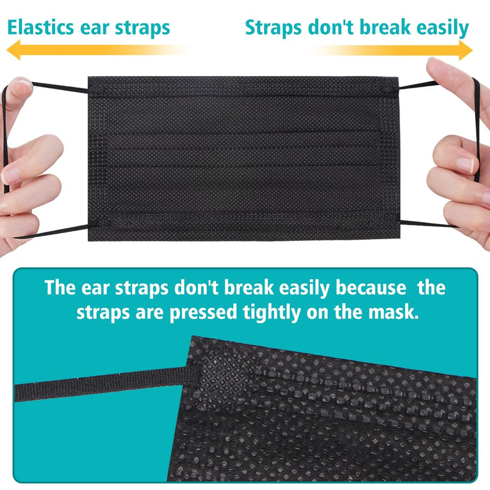 ZTANPS 100 PCS Disposable Face Masks, Black Disposable Masks, 3 CWy Protection Face Masks