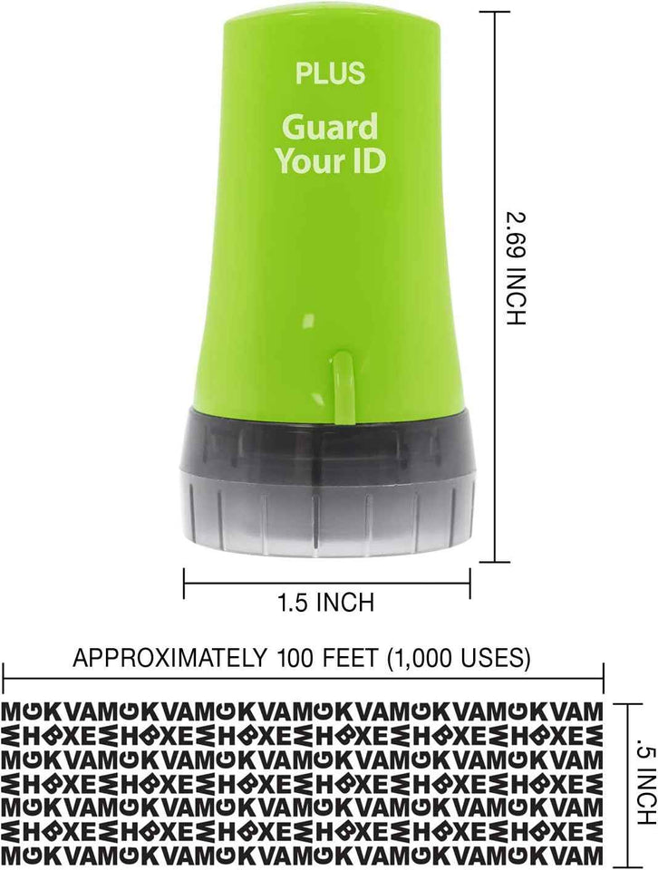 Guard Your ID Advanced 2.0 Roller 3-Pack for Identity Theft Protection, Turquoise, Green, White Stamp Set