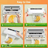 Food Vacuum Sealer Machine, 75KPA Strong Suction, Dry/Wet Modes, 20 Vacuum Seal Bags for Food, Digital Countdown Timer, Compact Lightweight, Ideal for Home Kitchen Use