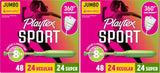 Playtex Sport Tampons Multipack, 48ct, Regular and Super, Fragrance-Free, 360 Leak Defense, Feminine Care