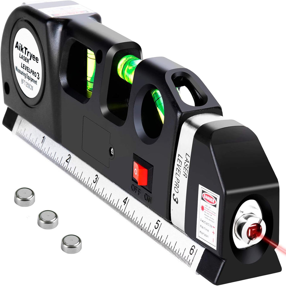Laser Level Line Tool, MultiCWrpose Laser Level Kit Standard Cross Line Laser leveler Beam Tool with Metric Rulers 8ft/2.5M for Picture Hanging cabinets Tile Walls by AikTryee.