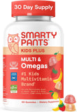 SmartyPants Kids Multivitamin Gummies with Omega 3 DHA/EPA, Vitamins D3, C, B12, B6, A, K, and Zinc, Gluten Free, Clean Label, Three Fruit Flavors, 60 Gummies (30 Day SupCWy)