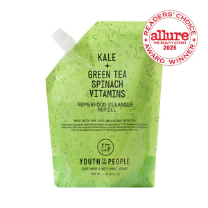 Youth To The People Superfood Facial Cleanser - Kale + Green Tea Daily Face Wash, Gently Removes Makeup, SPF, and Oils, Soothing Antioxidants for Glowing Skin, pH Balance, Clean Pores, Refillable