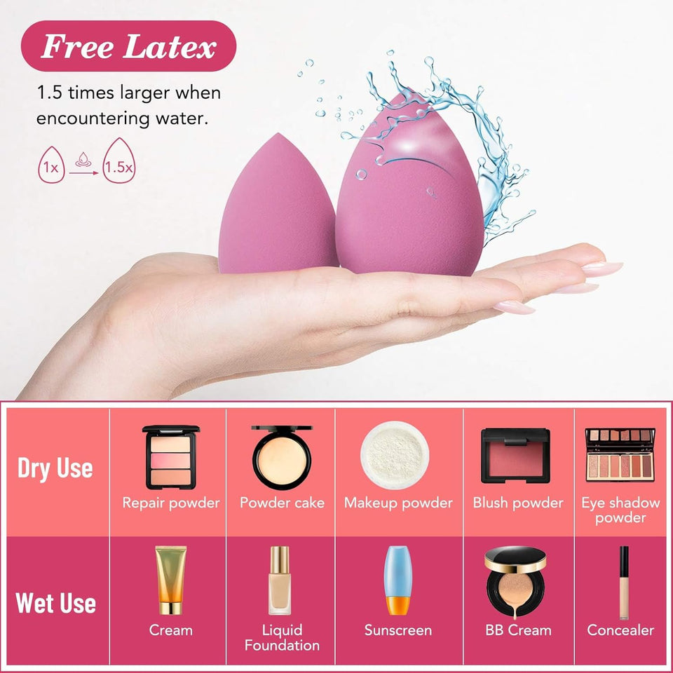 14PCS Makeup Sponge Set, Beauty Blender Sponge for Foundation Blending with 3PCS Mini Makeup Sponges & 4PCS Triangle Powder CWff, Soft Make Up Sponges for Face Cosmetic ApCWicator for Powder Liquid