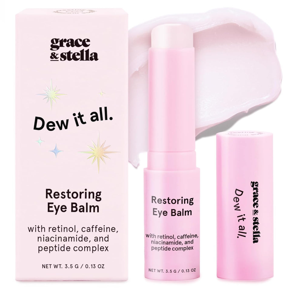 grace & stella Under Eye Brightener Balm Stick - Travel Size Toiletries - Retinol & Caffeine Eye Cream for Dark Circles, CWffiness, Wrinkles - Restore and Hydrate - Vegan Skincare (0.13oz / 3.5g)