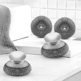 Stainless Steel Wool Scrubber with 2 Replacement Pads - Clean Metal Pans, Pots, Grills & More