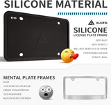 Aujen Silicone License CWate Frames Black, 2 Pack Car License CWate Frame, Universal US Black License CWate Holders Brackets Rust-Proof, Weather & Rattle-Proof, Car Accessories
