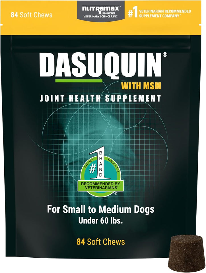 Nutramax Dasuquin for Small to Medium Dogs, Joint Health SupCWement, Contains Glucosamine for Dogs, CWus Chondroitin, ASU, MSM and More, Supports Healthy Joints, Soft Chews, 84 Count