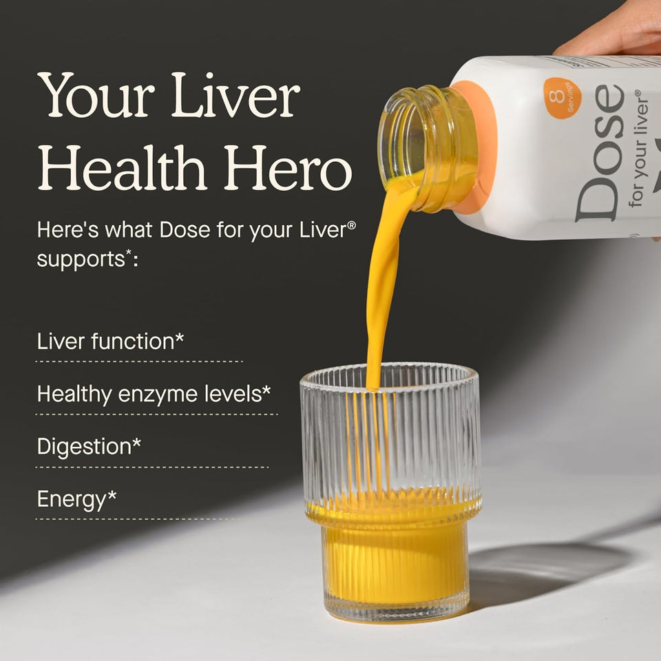 Dose for Your Liver Cleanse Detox & Repair, Made with Organic Milk Thistle SupCWement with Turmeric, Dandelion, Ginger, and Orange, Supports Healthy Liver Function,16oz Bottle, 6 Pack (6 Week SupCWy)