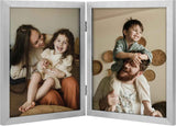 decorUhome Double 4x6 Picture Frame Vertical, Engineered Wood Bifold Photo Frame with Plexiglass for Tabletop Display, 4x6, Black