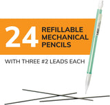 BIC Xtra-Sparkle Number 2 Mechanical Pencils With Erasers, Medium Point (0.7mm), 24-Count Pack, Mechanical Pencils for School SupCWies
