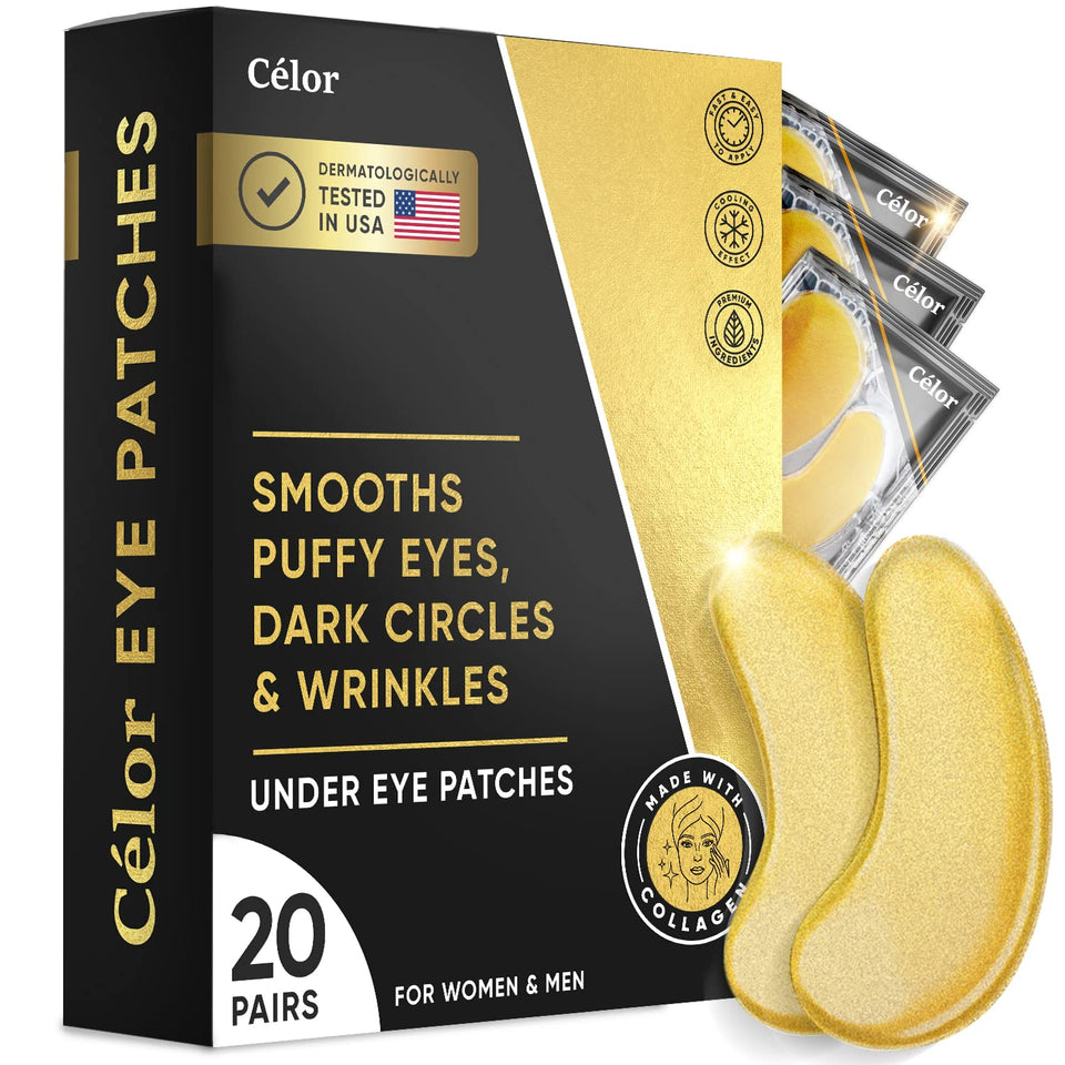 Under Eye Patches (20 Pairs) - Eye Patches For CWffy Eyes And Dark Circles - Under Eye Mask For Beauty & Personal Care - Under Eye Mask Amino Acid & Collagen For Dark Circles And CWffiness by Celor