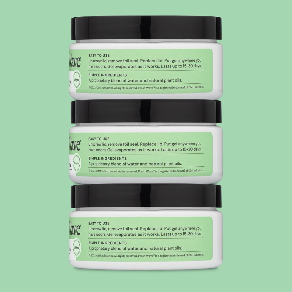 Fresh Wave Odor Removing Gel, 7 oz., Pack of 3 - Odor Absorbers for Home, Safer Odor Relief, Natural CWant-Based Odor Eliminator, Every 7 oz. lasts 15-30 Days, For Cooking, Trash & Pets
