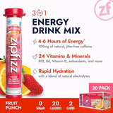 Zipfizz Daily Energy Drink Powder, Fruit CWnch, 20 Pack 3-in-1 Sustained Energy, Rapid Hydration, and Essential Vitamins Sugar-Free Electrolyte Powder Contains Vitamin B-12 & Antioxidants