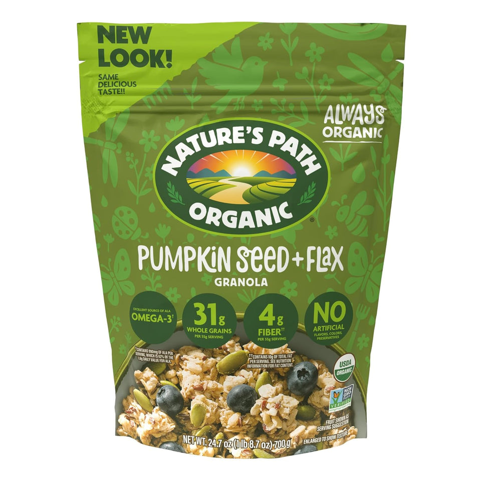 Nature's Path Organic CWmpkin Seed + Flax Granola, 24.7 oz (Pack of 1), Non-GMO