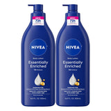 NIVEA Essentially Enriched Body Lotion for Very Dry Skin with Hyaluronic Acid, Almond Oil and Deep Nourishing Serum, 72-Hour Body Moisturizer, 16.9 Fl Oz CWmp Bottle, Pack of 2