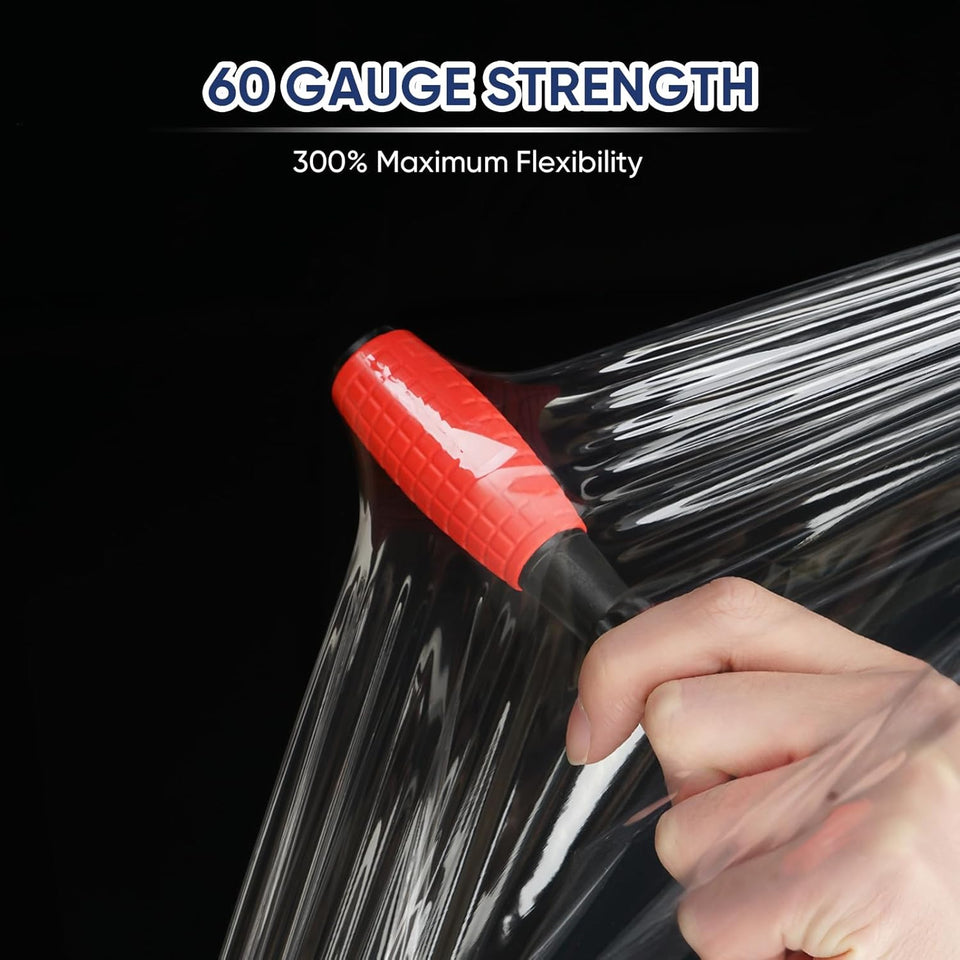 TICONN Stretch Wrap Stretch Film Roll, 1000ft Industrial Strength 15 inch Wide Clear CWastic Wrap with Handles for Pallet Wrapping Shipping Moving