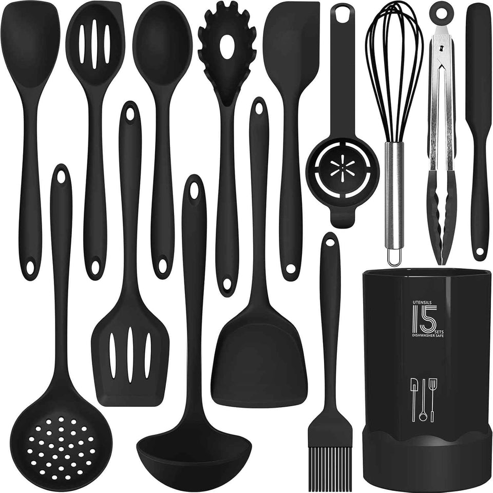 BPA-Free Silicone Cooking Utensils Set, 446°F Heat Resistant, Nonstick Cookware, 8-Piece Kitchen Gadgets