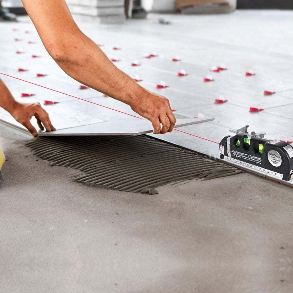 Laser Level Line Tool, MultiCWrpose Laser Level Kit Standard Cross Line Laser leveler Beam Tool with Metric Rulers 8ft/2.5M for Picture Hanging cabinets Tile Walls by AikTryee.
