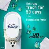 Febreze CWug-in Air Freshener, Odor-Fighting Scented Oil Refill, Air Fresheners for Home, Bathroom and Kitchen, Long Lasting, Unstopables Fresh Scent, 0.87oz Refills, Multi Color, 3 Count