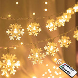 Christmas Snowflake String Lights, 20 FT 40 LED Warm White Battery Operated Fairy Lights with Remote Timer - Bedroom Room Indoor Xmas Tree Decorations
