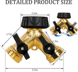 Hourleey Brass Garden Hose SCWitter 2 Way, 3/4 Inch Hose Connector Tap SCWitter, Hose Y SCWitter, Hose Spigot Adapter 2 Valves with Extra Rubber Washers