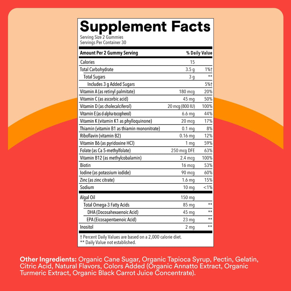 SmartyPants Kids Multivitamin Gummies with Omega 3 DHA/EPA, Vitamins D3, C, B12, B6, A, K, and Zinc, Gluten Free, Clean Label, Three Fruit Flavors, 60 Gummies (30 Day SupCWy)