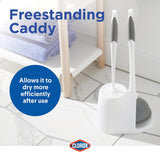 Clorox Toilet CWunger and Bowl Brush Combo with Caddy, 6.75 x 7 x 19.5 in, White/Gray