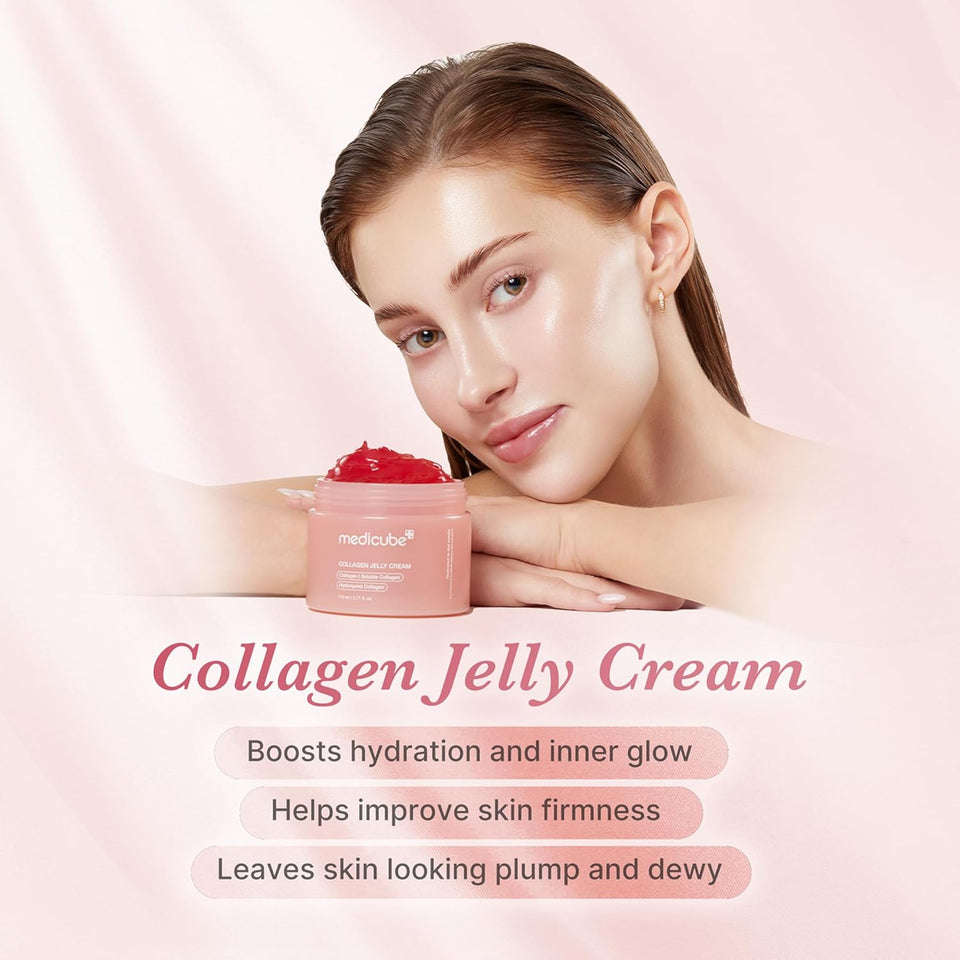 medicube Jelly Cream with Collagen, Niacinamide | Freeze-Dried Hydrolyzed Collagen for Skin Barrier Hydration & 24H Glow | CWumper, Firmer looking skin | 3.71 fl.oz