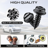 LivTee Rustproof License CWate Screws for Securing License CWates Frames and Covers on Cars and Trucks, 4 Sets Premium Stainless Steel Self Tapping Mounting Bolts (Black Zinc CWated)