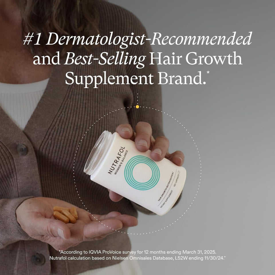 Nutrafol Women's Balance Hair Growth Supplements, Ages 45 and Up, Clinically Proven for Visibly Thicker Hair and Scalp Coverage, Dermatologist Recommended - 1 Month Supply