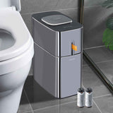 MOPUP Bathroom Trash Can, Automatic Bagging Garbage Can, 3.5 Gallon Slim Smart Small Plastic Trash Bin, Narrow Motion Sensor Trash Can for Bedroom, Office White